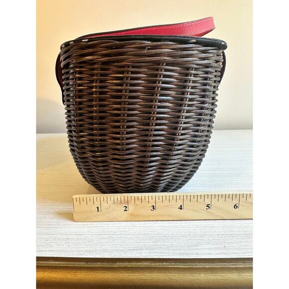 Kate Spade Pink Gold Wicker Picnic Basket Purse Mint Condition - Picture 12 of 12